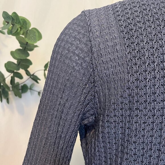 Vtg Only Hearts NYC Holt Renfrew Blue Cardigan Open Front Button Patterned | - Picture 7 of 10